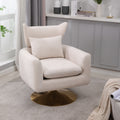 Classic Mid Century 360 Degree Swivel Accent Chair, Beige Linen Beige Primary Living Space American Design Foam Linen