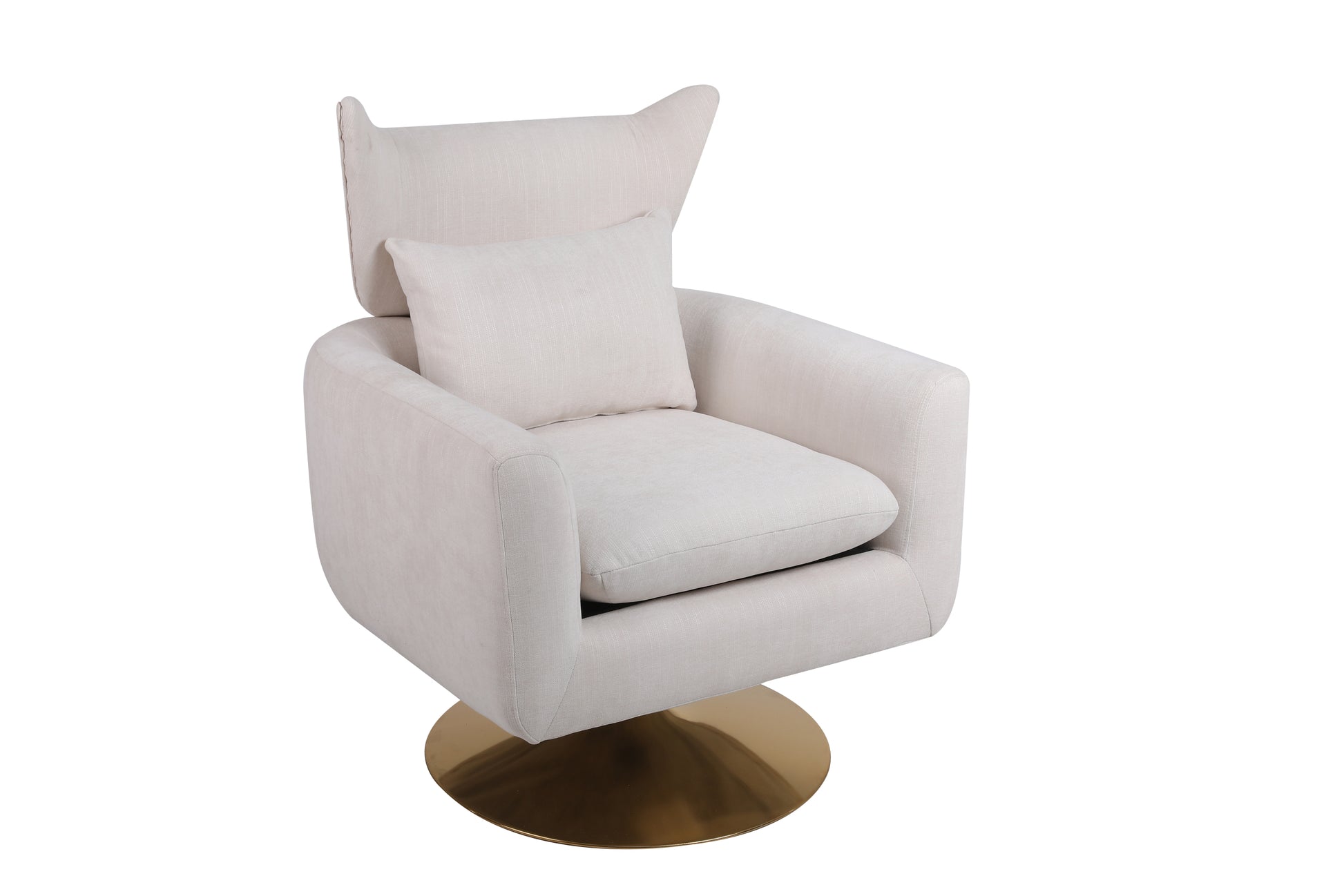 Classic Mid Century 360 Degree Swivel Accent Chair, Beige Linen Beige Primary Living Space American Design Foam Linen