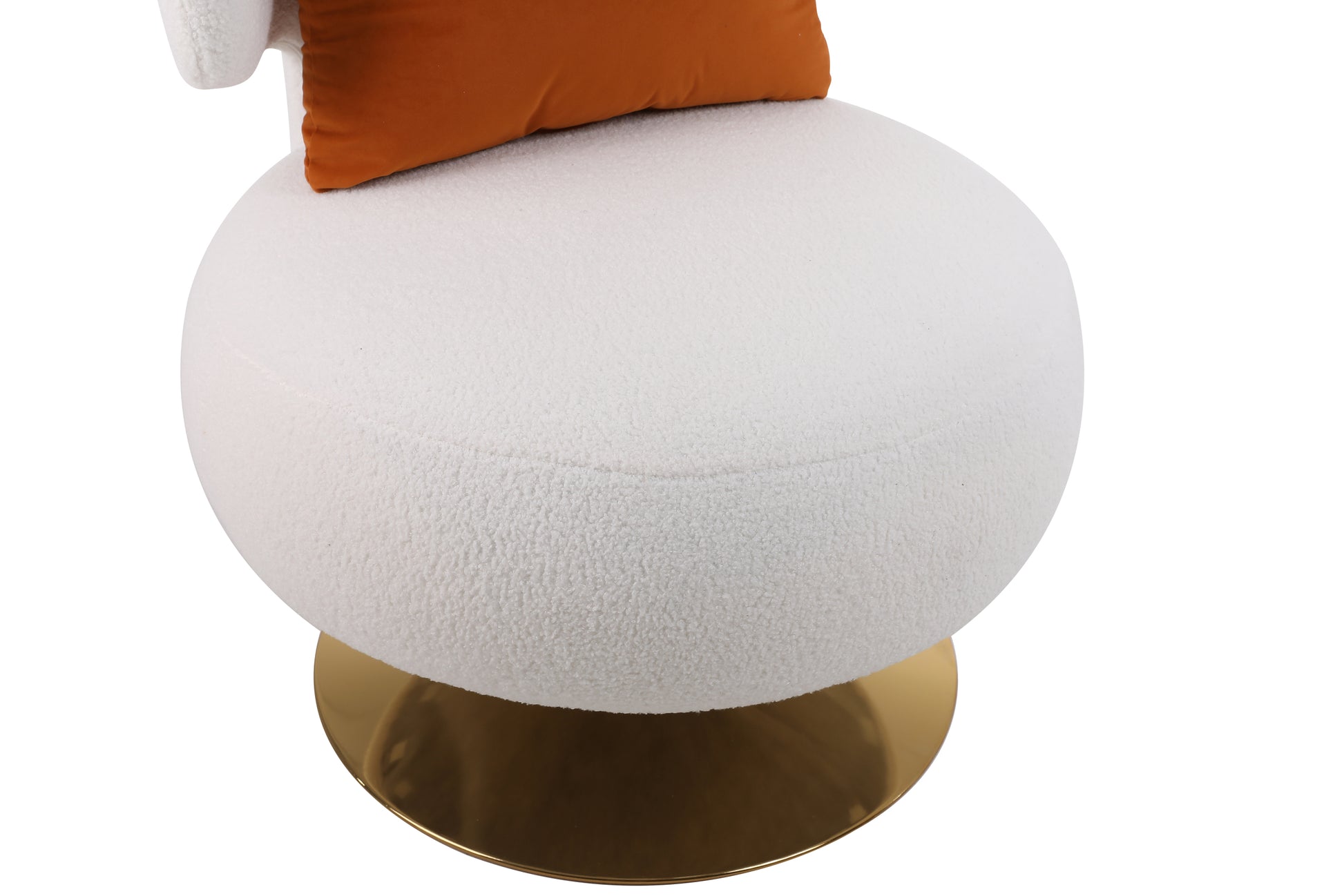 Swivel Accent Chair Armchair, Round Barrel Chair In Fabric For Living Room Bedroom White Primary Living Space American Design Foam Faux Fur