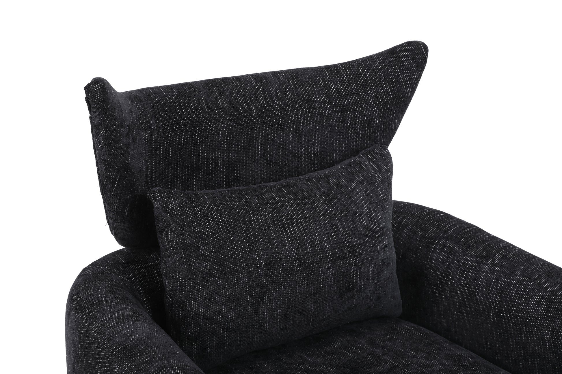 Classic Mid Century 360 Degree Swivel Accent Chair, Black Linen Black Primary Living Space American Design Foam Linen