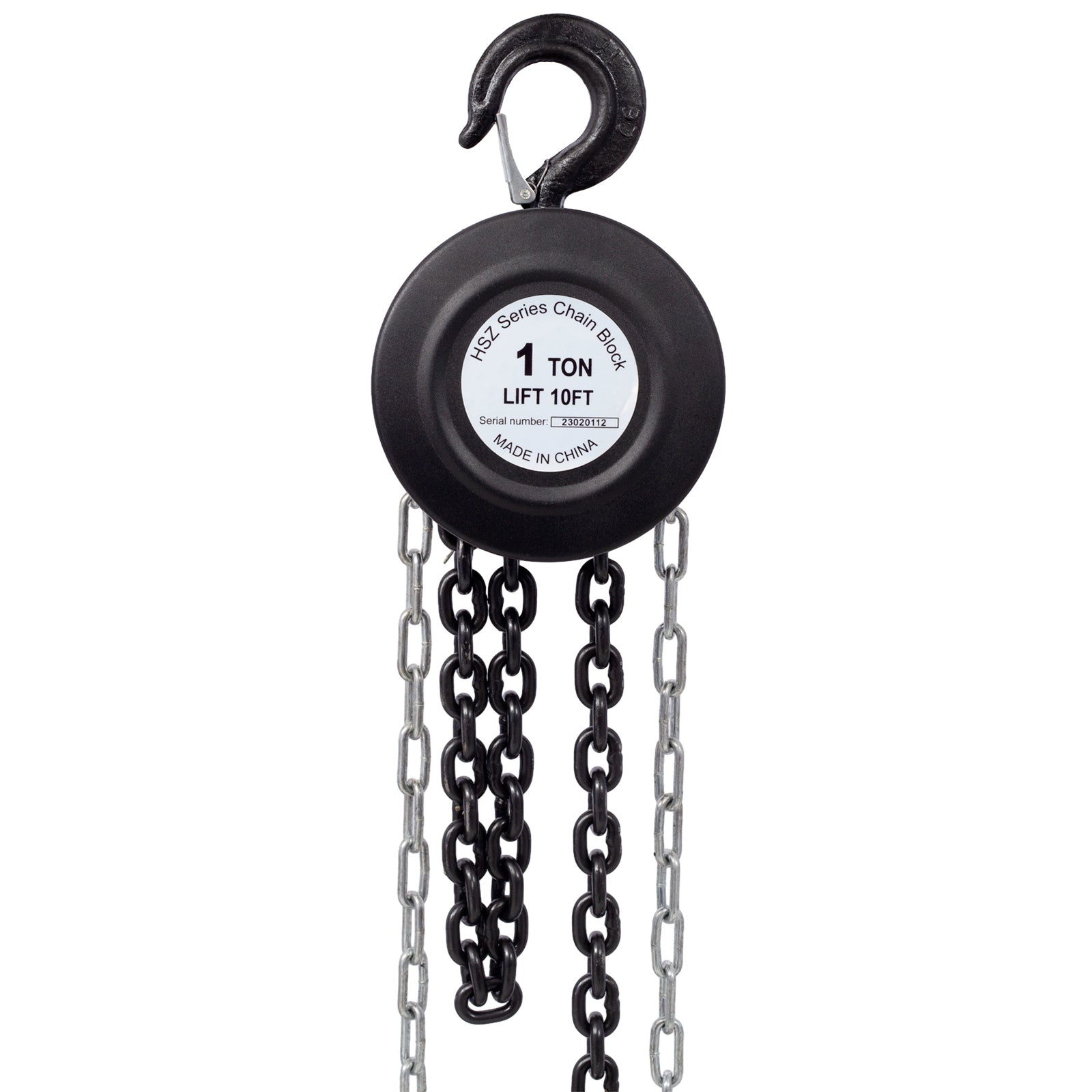 Chain Hoist 2200Lbs 1T Capacity 10Ft With 2 Heavy Duty Hooks,Manual Chain Hoist Steel Construction,Black Black Steel