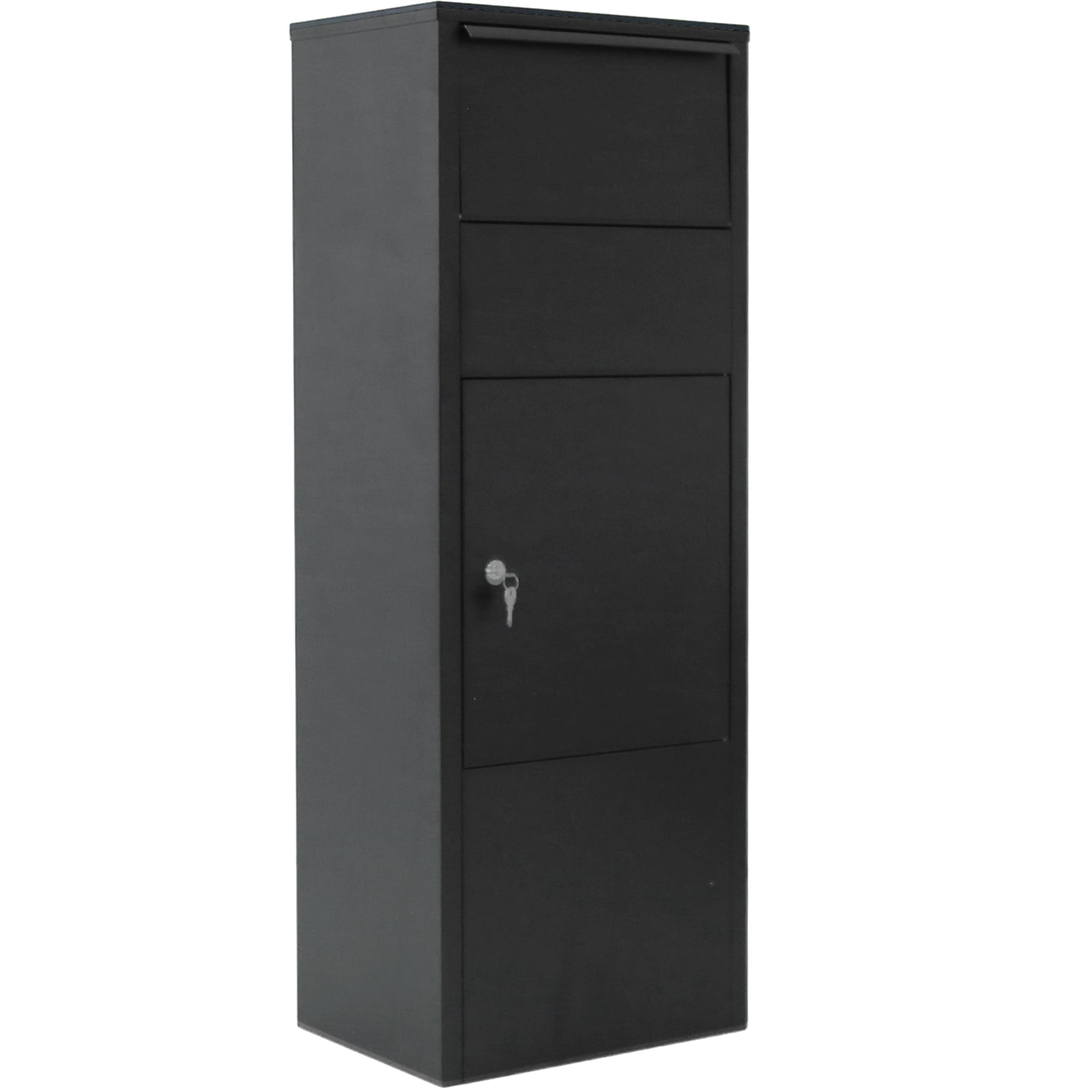 Large Package Delivery Parcel Mail Drop Box For Black, 10.5" X 15.5" X 41.30",With Lockable Storage Compartment Heavy Duty Weatherproof For Express Mail Delivery For Home & Business Use Black Steel