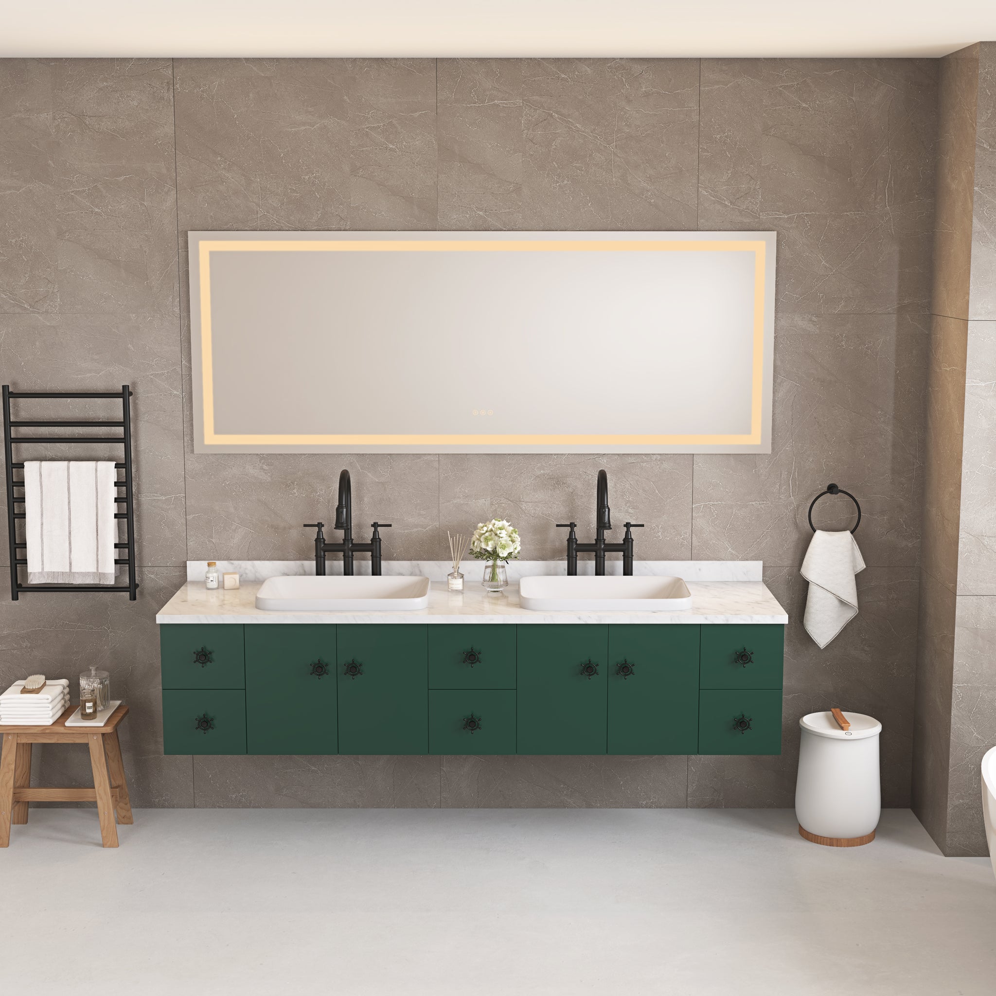 60 In. W X 30 In. H Frameless Led Single Bathroom Vanity Mirror In Polished Crystal Bathroom Vanity Led Mirror With 3 Color Lights Mirror For Bathroom Wall 60 Inch Smart Lighted Vanity Mirrors Dimm White Aluminium