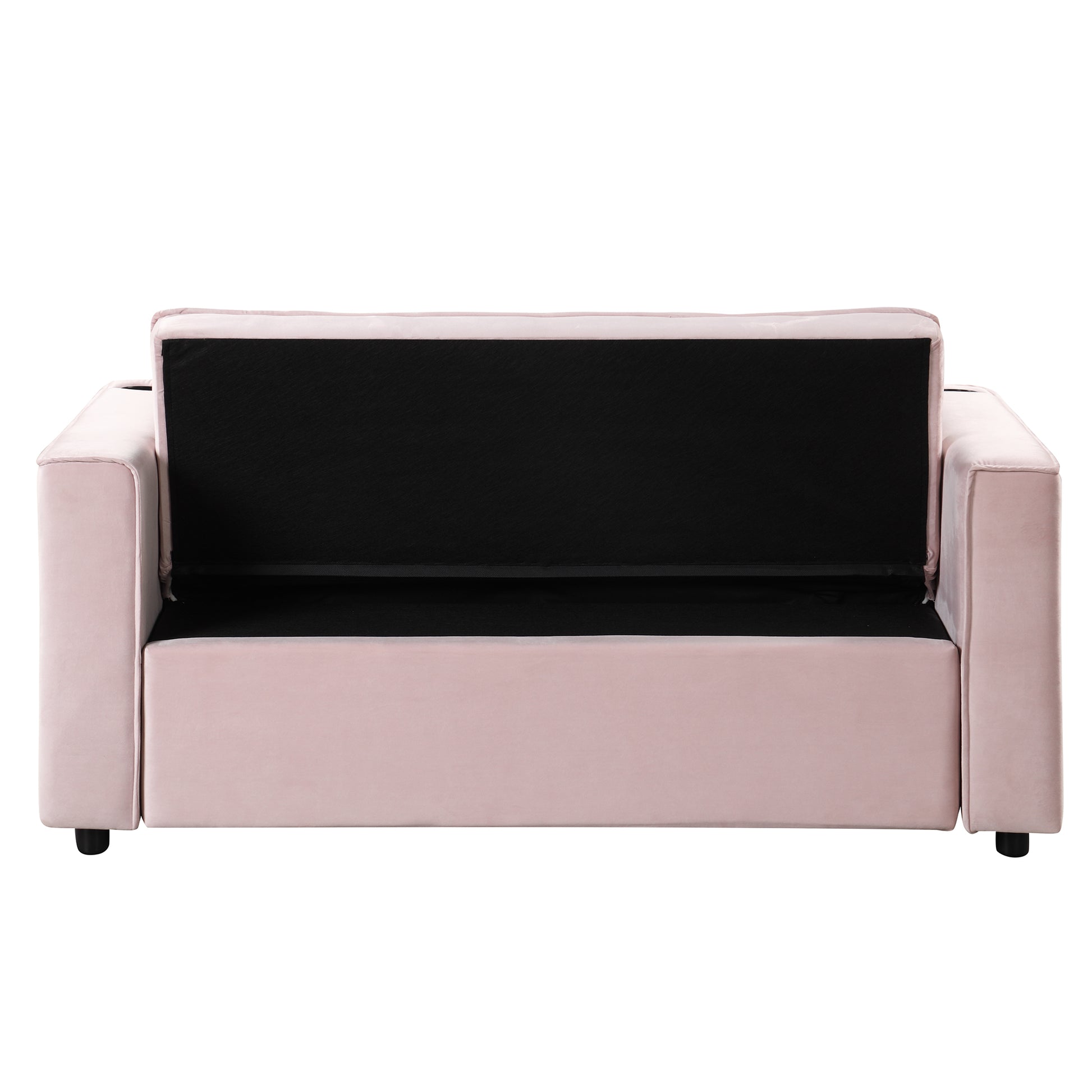 58" 4 1 Multi Functional Sofa Bed With Cup Holder And Usb Port For Living Room Or Apartments Pink Pink Foam 2 Seat