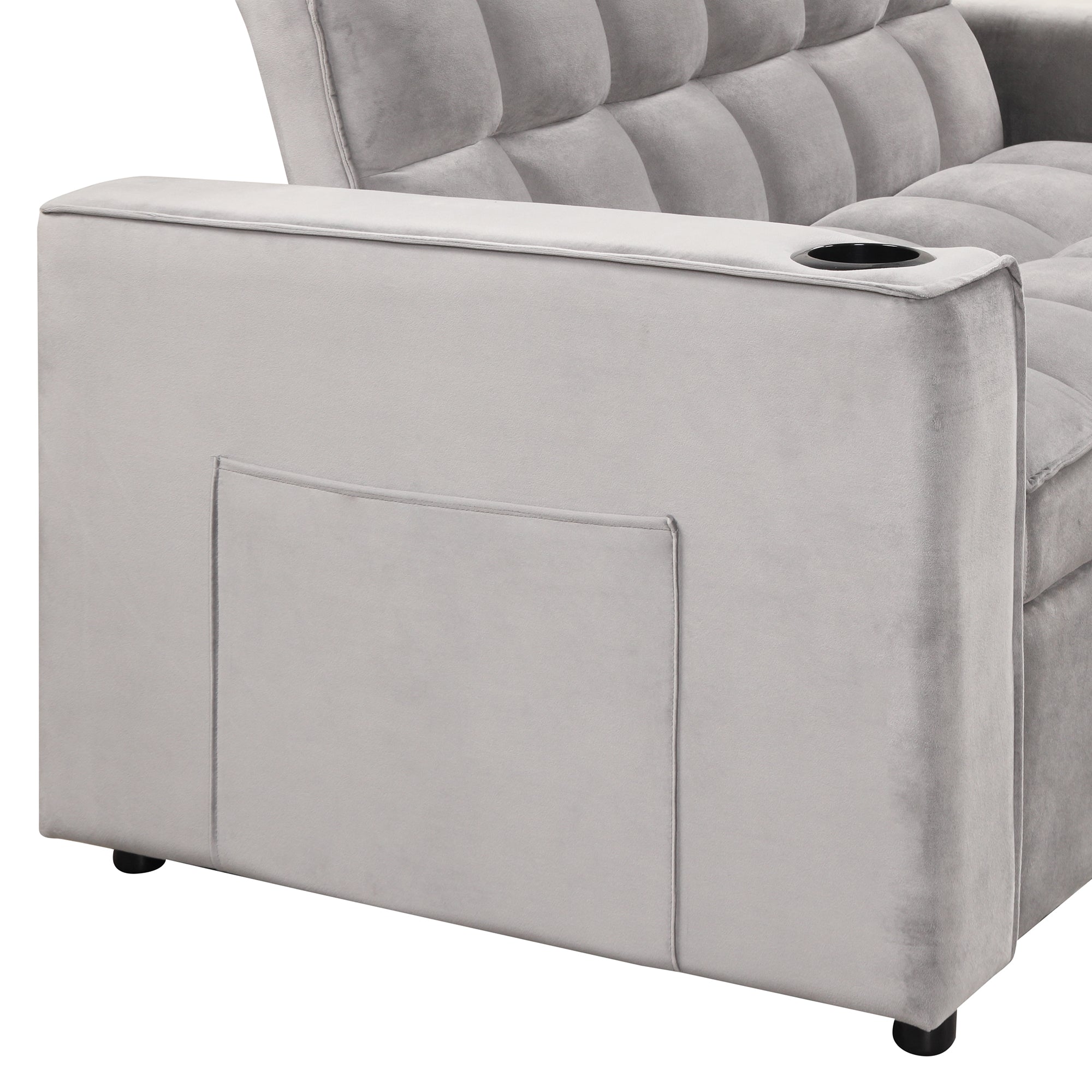 58" 4 1 Multi Functional Sofa Bed With Cup Holder And Usb Port For Living Room Or Apartments, Gray Gray Foam 2 Seat