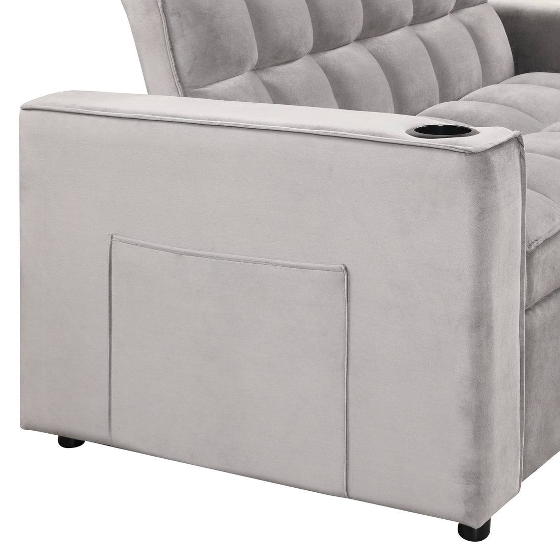 58" 4 1 Multi Functional Sofa Bed With Cup Holder And Usb Port For Living Room Or Apartments, Gray Gray Foam 2 Seat