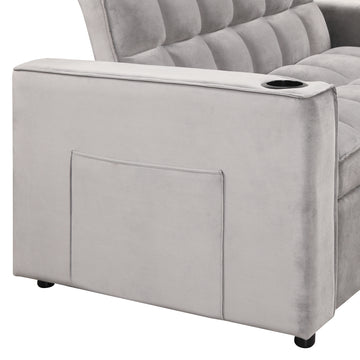 58" 4 1 Multi Functional Sofa Bed With Cup Holder And Usb Port For Living Room Or Apartments, Gray Gray Foam 2 Seat