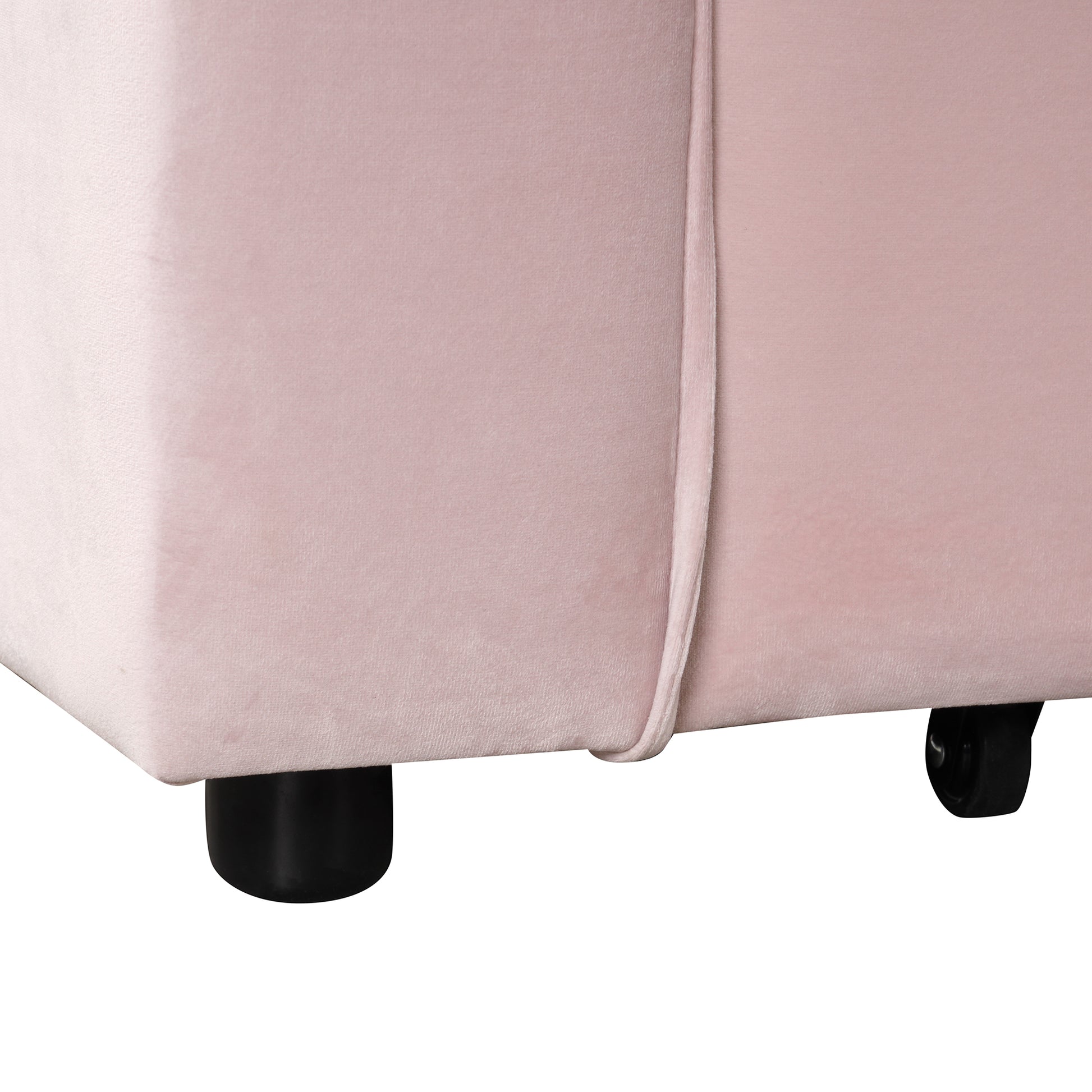 58" 4 1 Multi Functional Sofa Bed With Cup Holder And Usb Port For Living Room Or Apartments Pink Pink Foam 2 Seat