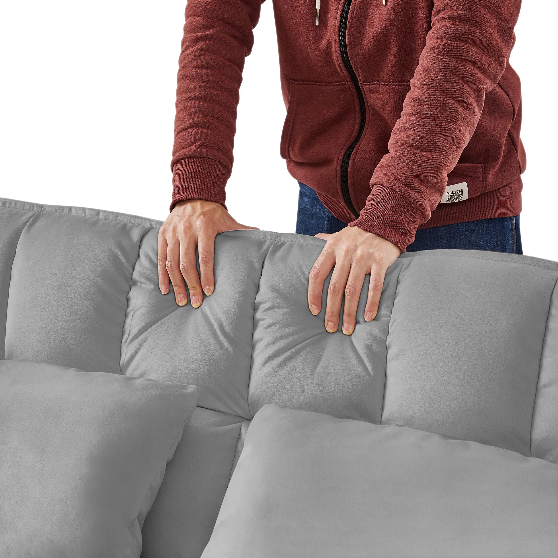 Grey Velvet Loveseat Sofa Bed Grey Wood Tufted Back Square Arms Foam Velvet 2 Seat