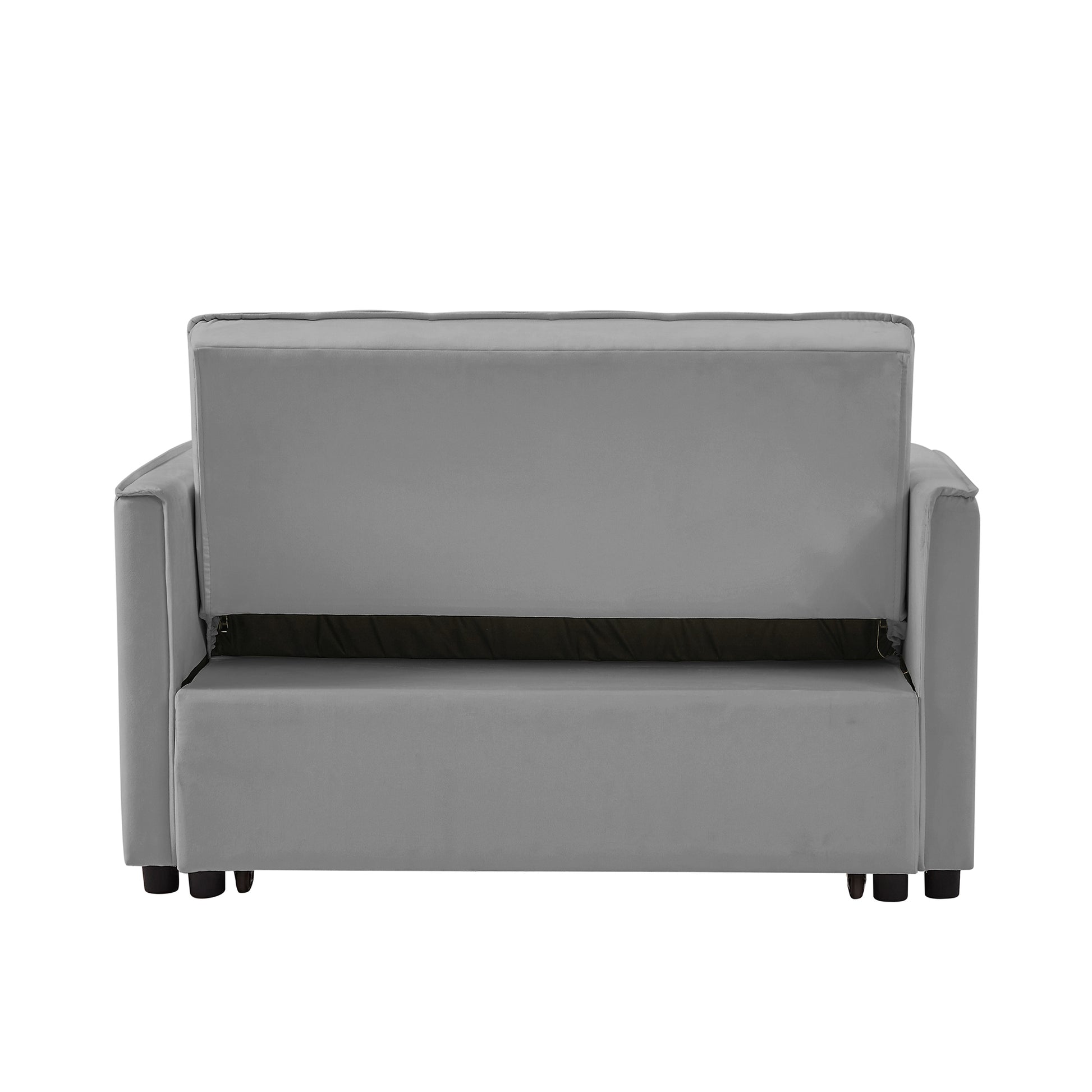 Grey Velvet Loveseat Sofa Bed Grey Wood Tufted Back Square Arms Foam Velvet 2 Seat