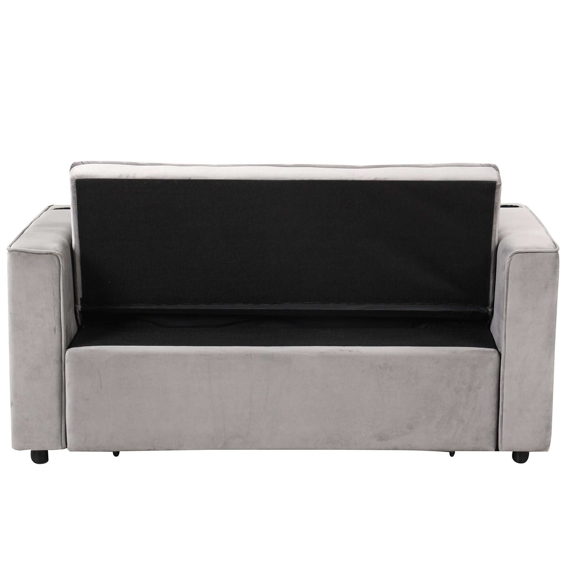 58" 4 1 Multi Functional Sofa Bed With Cup Holder And Usb Port For Living Room Or Apartments, Gray Gray Foam 2 Seat