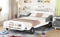 Twin Size Car Shaped Platform Bed,Twin Bed With Storage Shelf For Bedroom,White White Wood