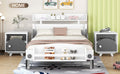 Twin Size Car Shaped Platform Bed,Twin Bed With Storage Shelf For Bedroom,White White Wood