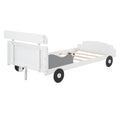 Twin Size Car Shaped Platform Bed,Twin Bed With Storage Shelf For Bedroom,White White Wood