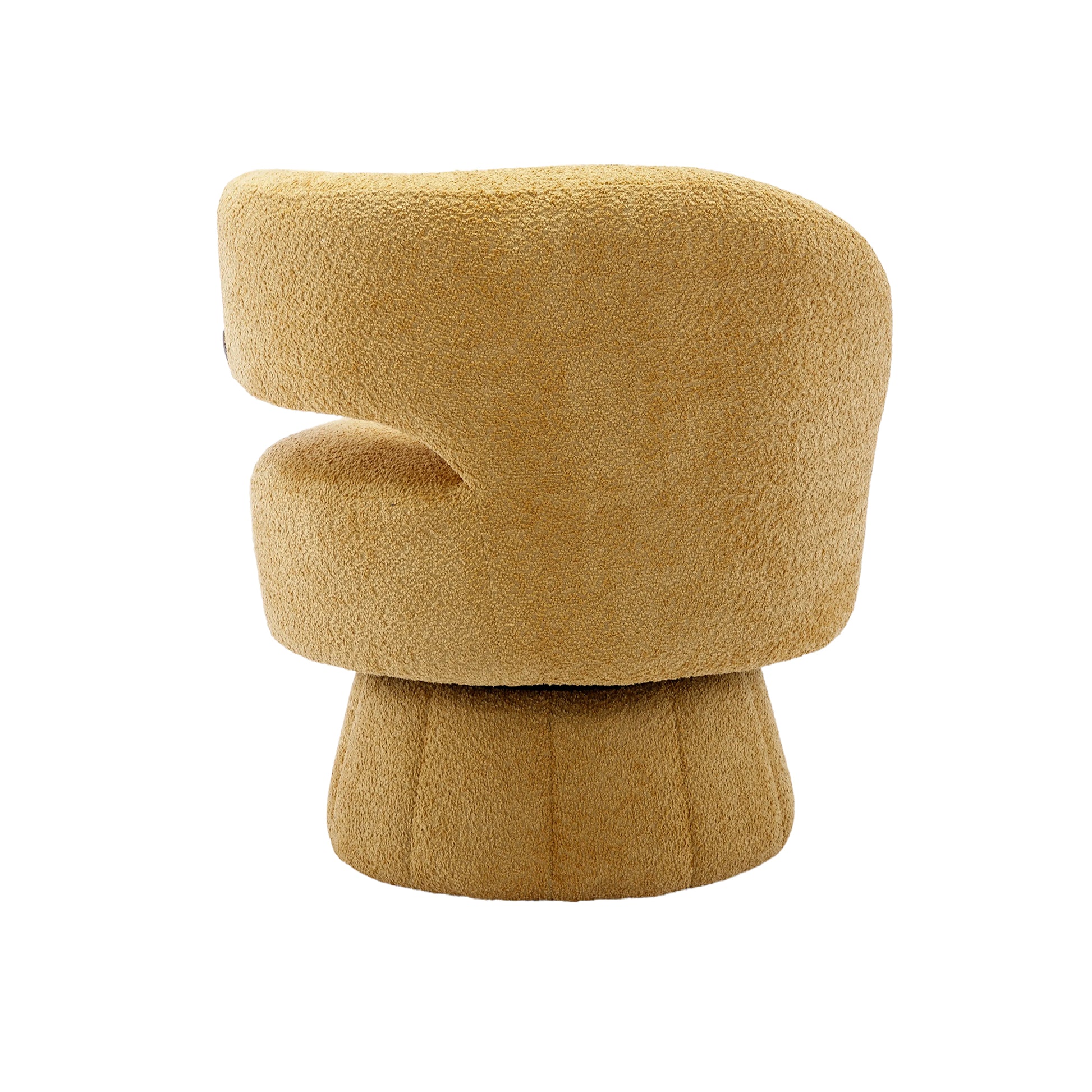 360 Degree Swivel Cuddle Barrel Accent Chairs, Round Armchairs With Wide Upholstered, Fluffy Fabric Chair For Living Room, Bedroom, Office, Waiting Rooms Yellow Foam Boucle