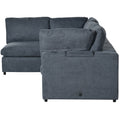 Upholstered Modular Sofa With Usb Charge Ports,Wireless Charging And Built In Bluetooth Speaker In Arm,Sectional Sofa For Living Room Apartment 4 Seater Gray Polyester 4 Seat