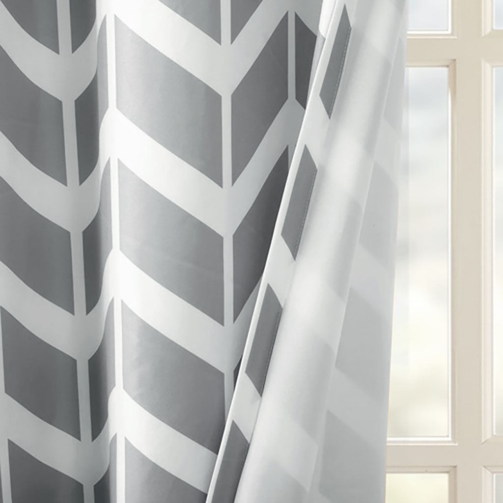 Chevron Printed Room Darkening Grommet Top Panel Pair Yellow Polyester