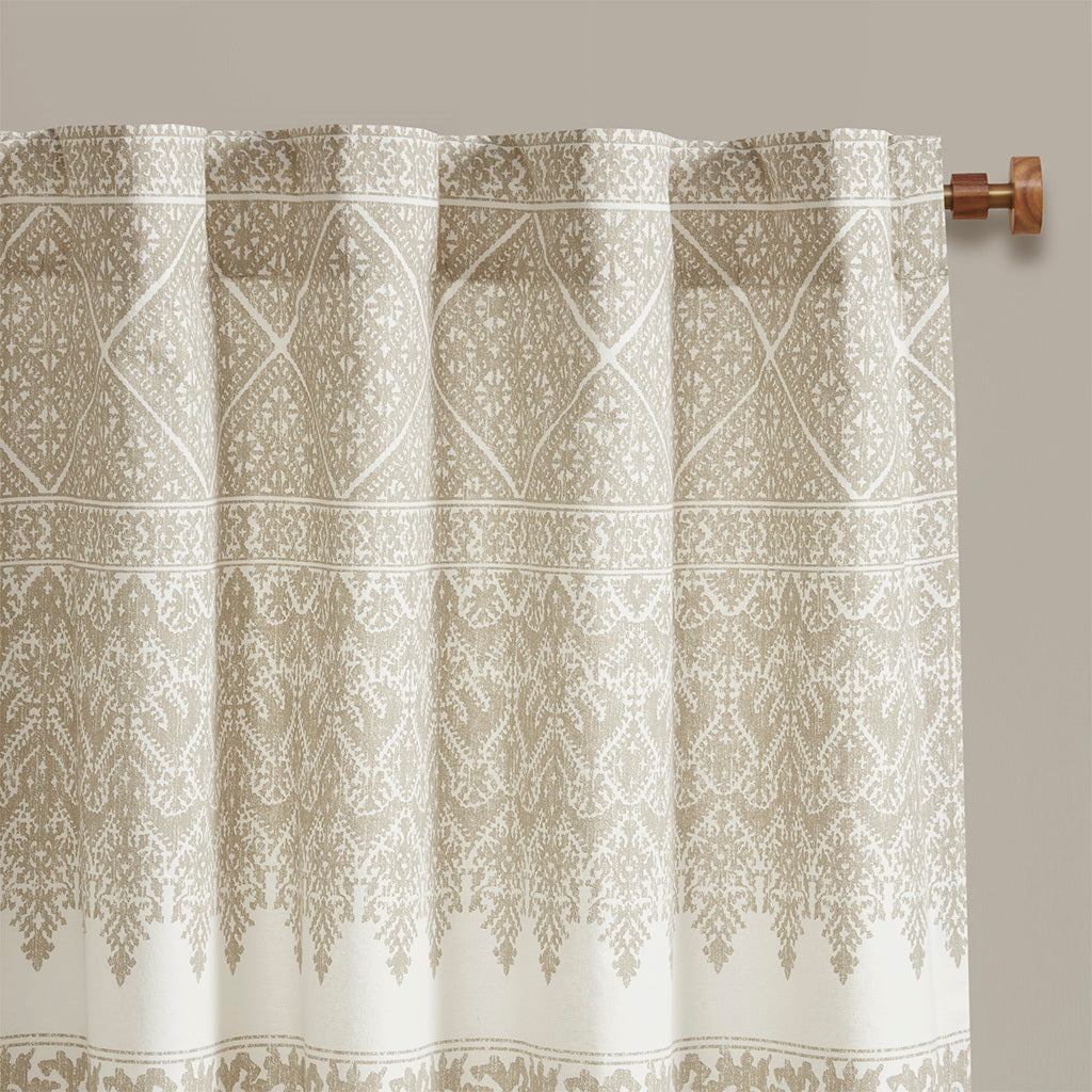 Cotton Printed Curtain Panel With Chenille Detail And Lining Only 1 Pc Panel Multicolor Cotton