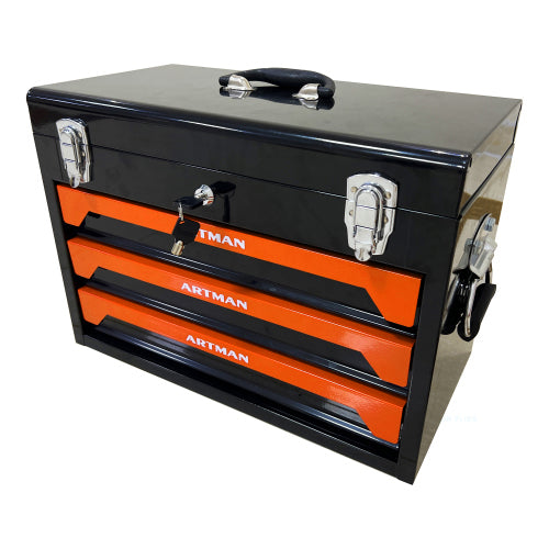3 Drawers Tool Box With Tool Set Orange Orange Steel
