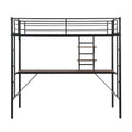 Metal Twin Loft Bed With Desk And Storage Shelves Black Mdf Steel