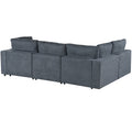 Upholstered Modular Sofa With Usb Charge Ports,Wireless Charging And Built In Bluetooth Speaker In Arm,Sectional Sofa For Living Room Apartment 4 Seater Gray Polyester 4 Seat