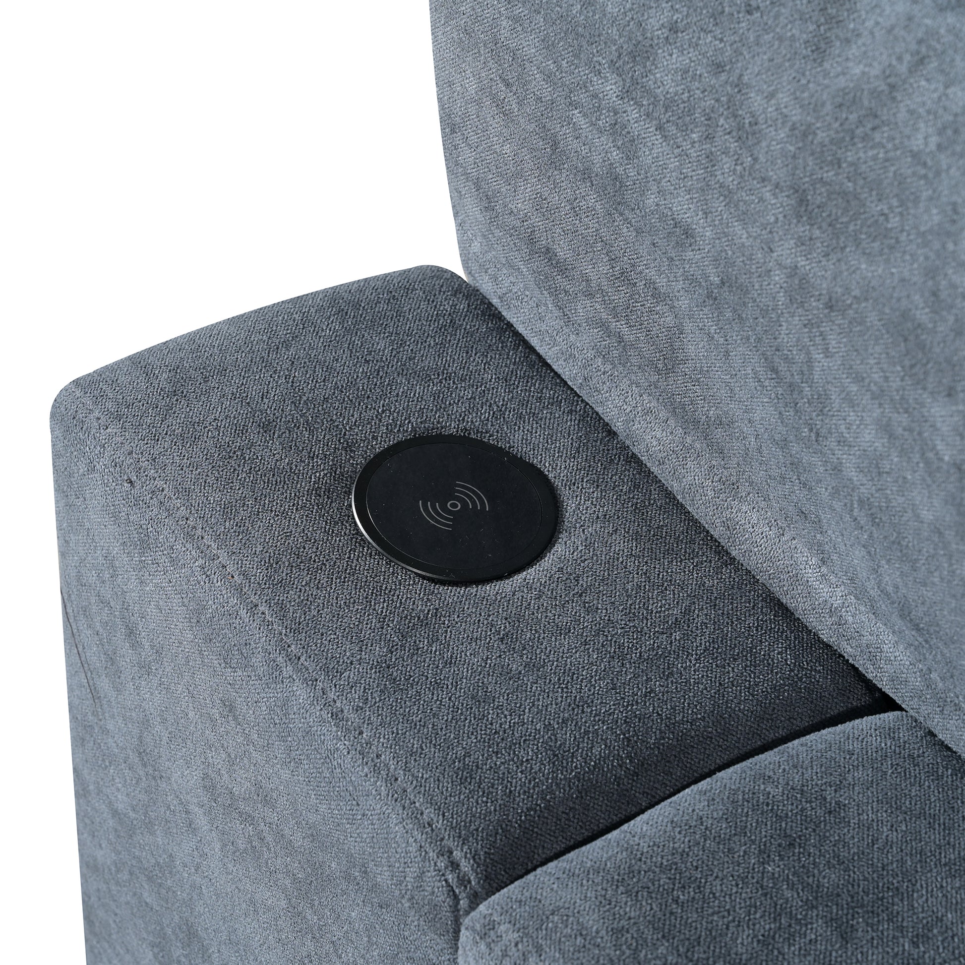 Upholstered Modular Sofa With Usb Charge Ports,Wireless Charging And Built In Bluetooth Speaker In Arm,Sectional Sofa For Living Room Apartment 4 Seater Gray Polyester 4 Seat