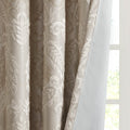 Knitted Jacquard Paisley Total Blackout Grommet Top Curtain Panel Only 1 Pc Panel Champagne Polyester