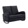 Coolmore Rocking Chair Upholstered Mid Century Modern Rocker Oversized Wingback Armchair For Living Room Black Linen