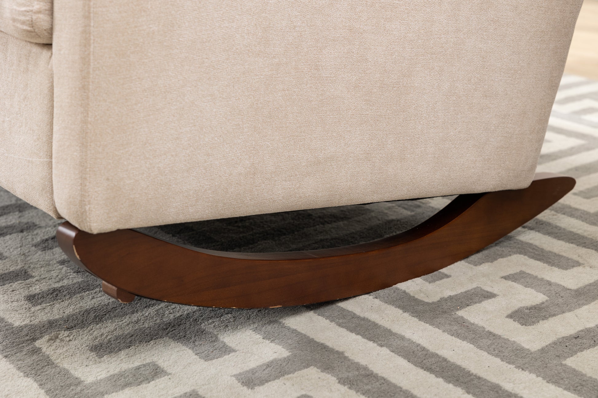 Coolmore Rocking Chair Upholstered Mid Century Modern Rocker Oversized Wingback Armchair For Living Room Beige Linen