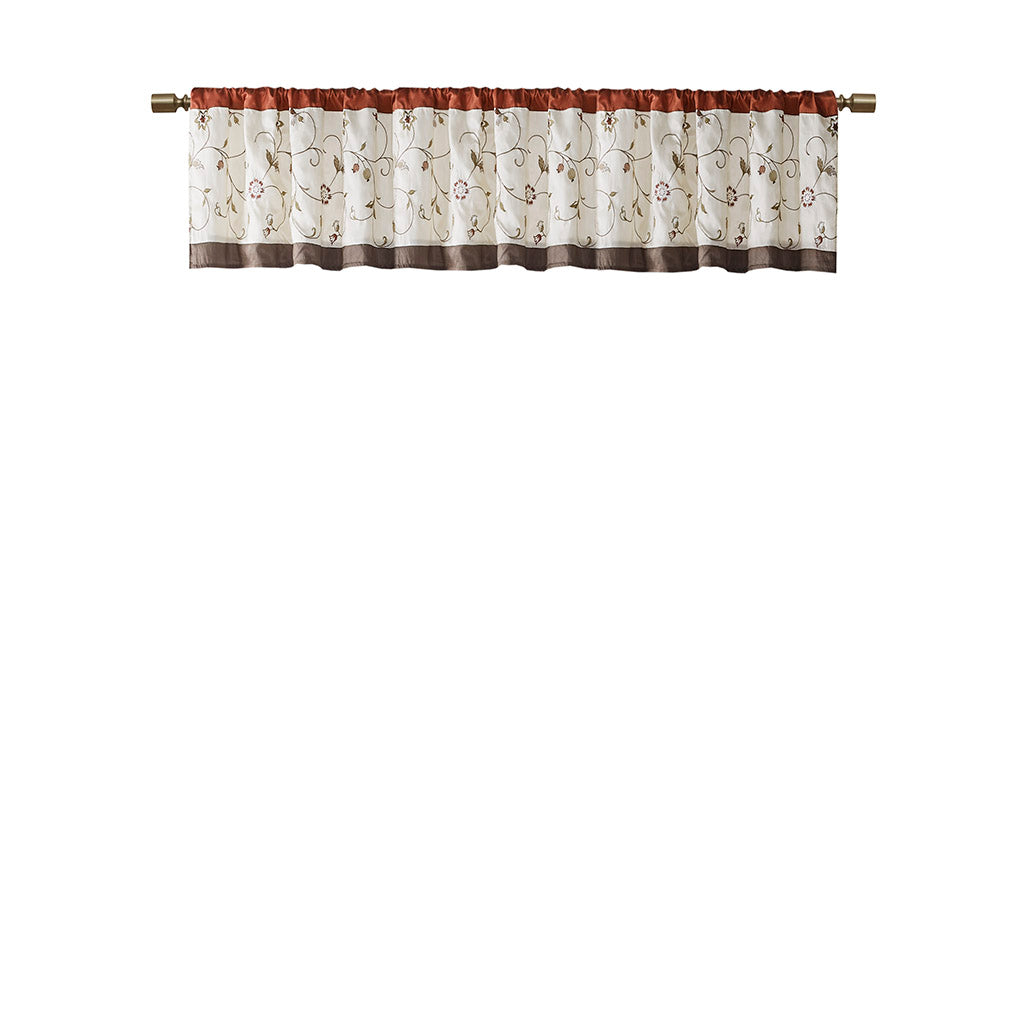 Embroidered Window Valance Spice 50X18" Multicolor Polyester