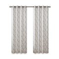 Fretwork Print Grommet Top Window Curtain Panel Only 1 Pc Panel Ivory Grey Polyester