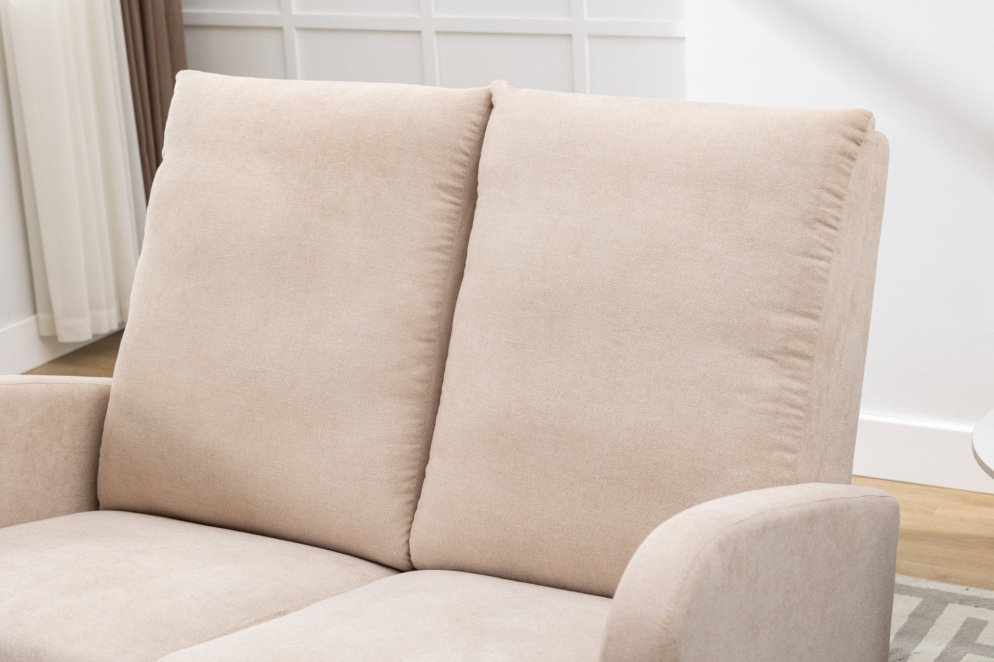 Coolmore Rocking Chair Upholstered Mid Century Modern Rocker Oversized Wingback Armchair For Living Room Beige Linen