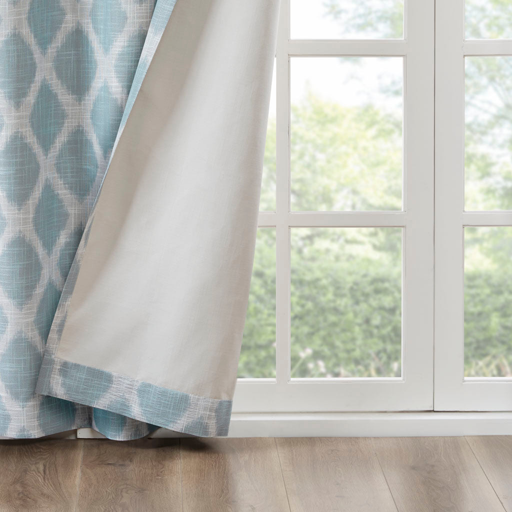 Printed Ikat Blackout Curtain Panel Only 1 Pc Panel Aqua Polyester