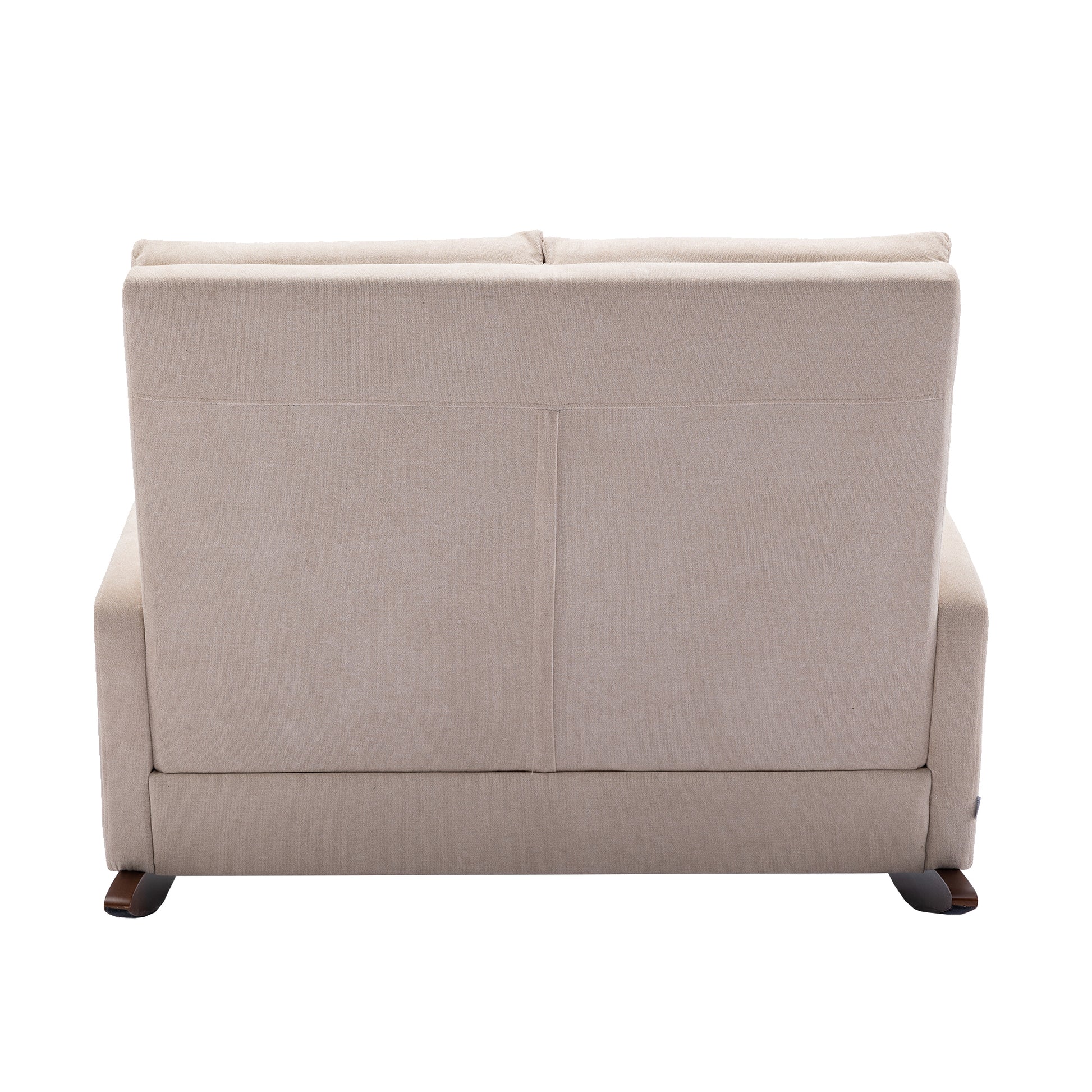 Coolmore Rocking Chair Upholstered Mid Century Modern Rocker Oversized Wingback Armchair For Living Room Beige Linen