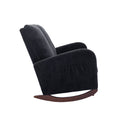 Coolmore Rocking Chair Upholstered Mid Century Modern Rocker Oversized Wingback Armchair For Living Room Black Linen