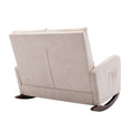 Coolmore Rocking Chair Upholstered Mid Century Modern Rocker Oversized Wingback Armchair For Living Room Beige Linen