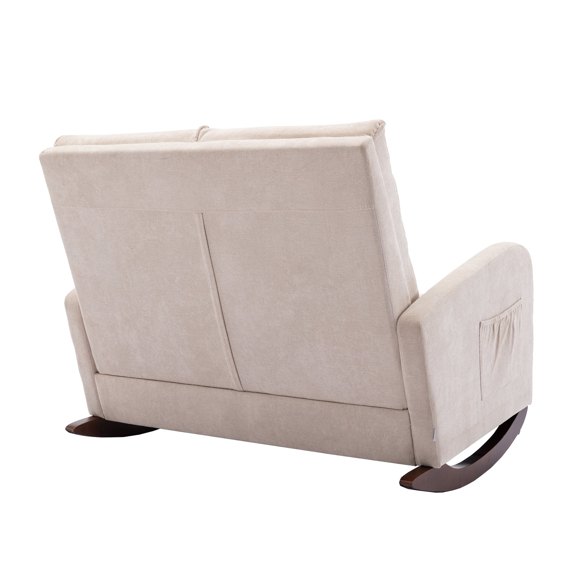 Coolmore Rocking Chair Upholstered Mid Century Modern Rocker Oversized Wingback Armchair For Living Room Beige Linen