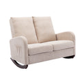 Coolmore Rocking Chair Upholstered Mid Century Modern Rocker Oversized Wingback Armchair For Living Room Beige Linen