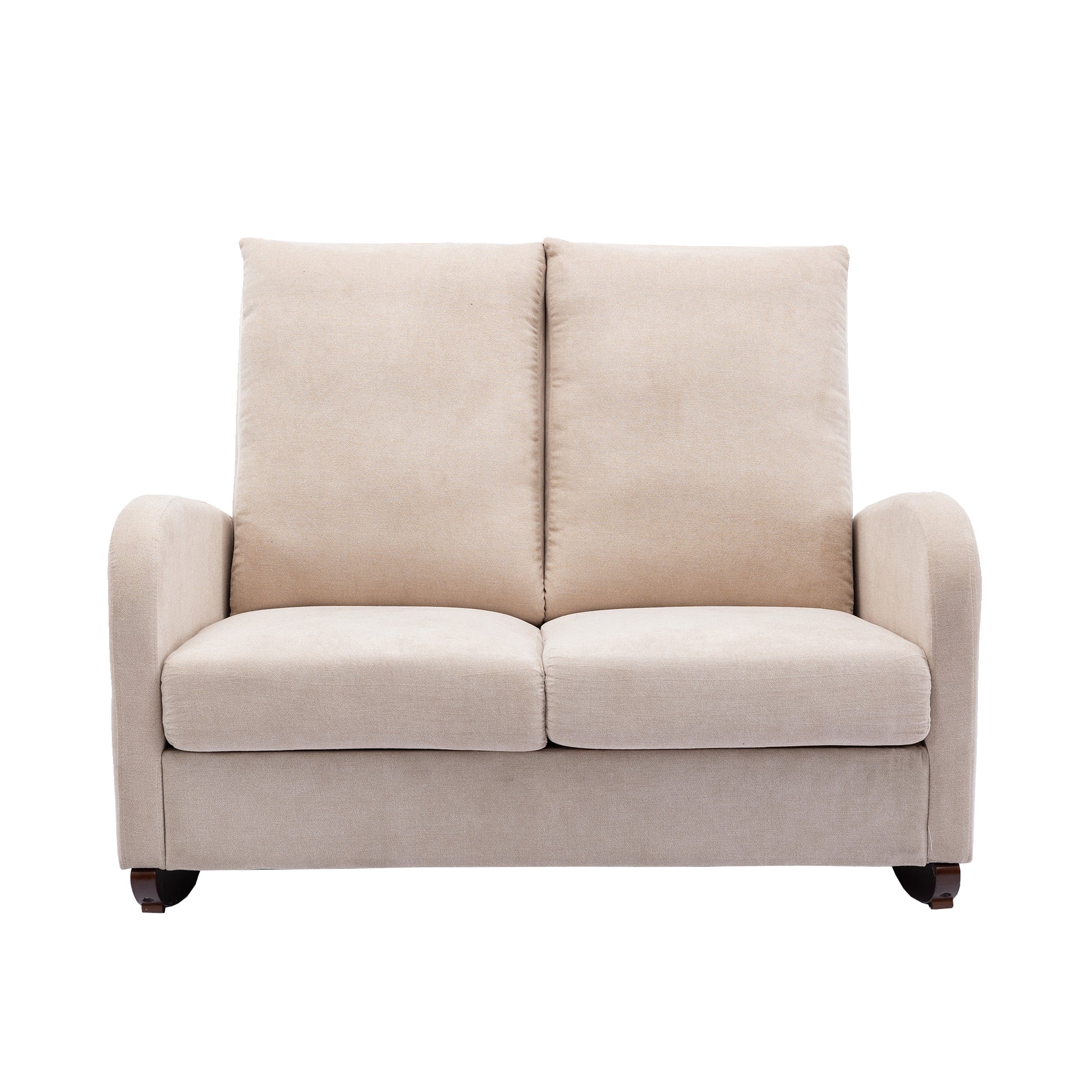 Coolmore Rocking Chair Upholstered Mid Century Modern Rocker Oversized Wingback Armchair For Living Room Beige Linen