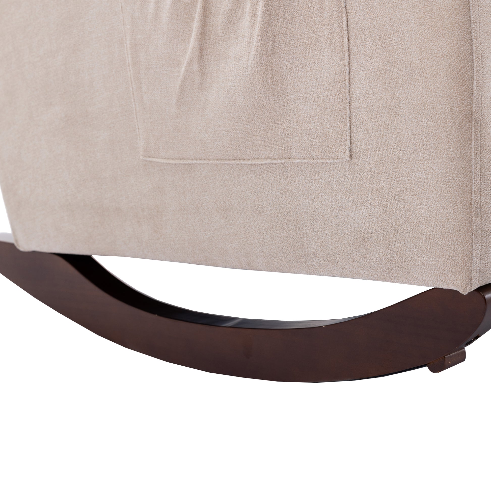 Coolmore Rocking Chair Upholstered Mid Century Modern Rocker Oversized Wingback Armchair For Living Room Beige Linen