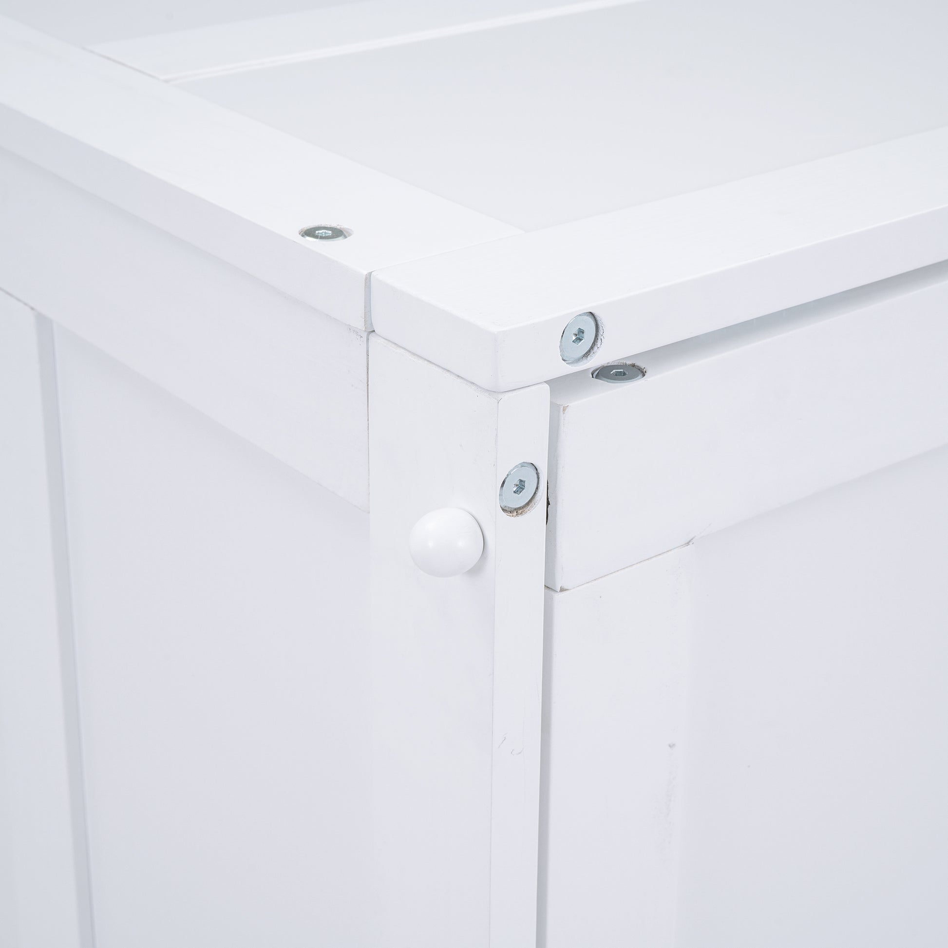 Queen Size Murphy Bed With Rotable Desk, White Box Spring Not Required Queen White Wood Bedroom Pine Bed Frame Solid Wood Mdf