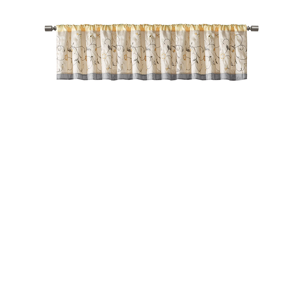 Embroidered Window Valance Yellow 50X18" Multicolor Polyester