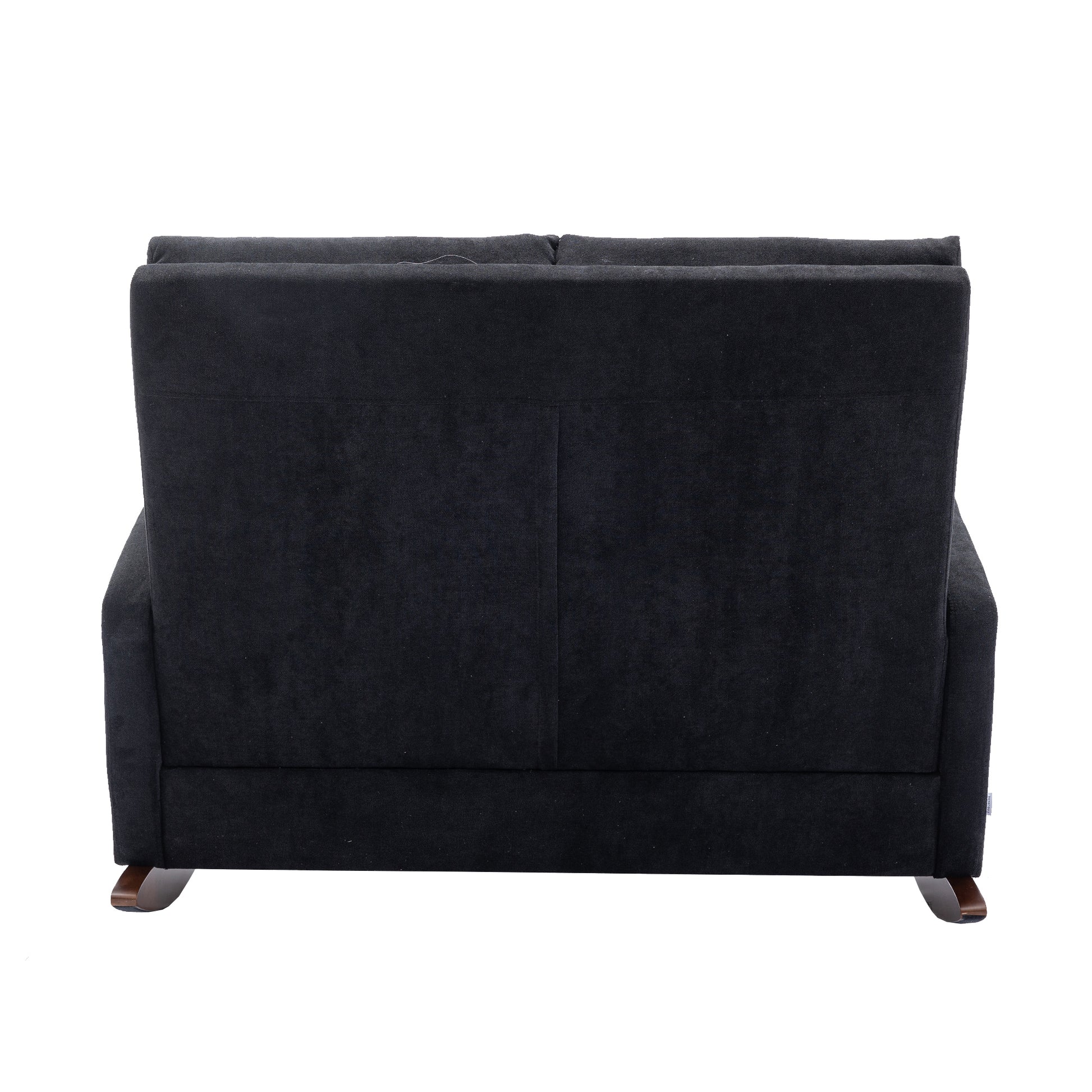 Coolmore Rocking Chair Upholstered Mid Century Modern Rocker Oversized Wingback Armchair For Living Room Black Linen