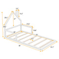 Twin Size Wood Floor Bed With House Shaped Headboard, White Box Spring Not Required Twin White Wood Bedroom Pine Bed Frame Solid Wood Mdf