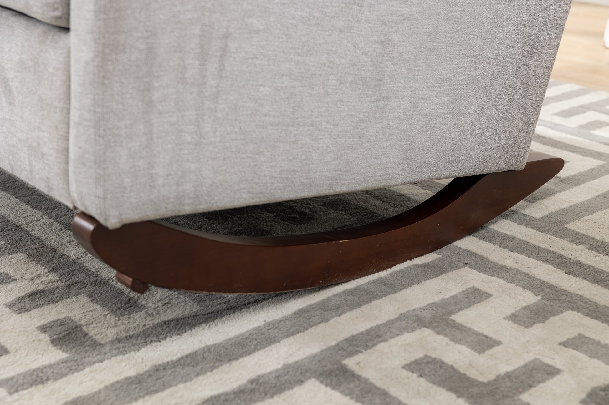 Coolmore Rocking Chair Upholstered Mid Century Modern Rocker Oversized Wingback Armchair For Living Room Light Gray Linen