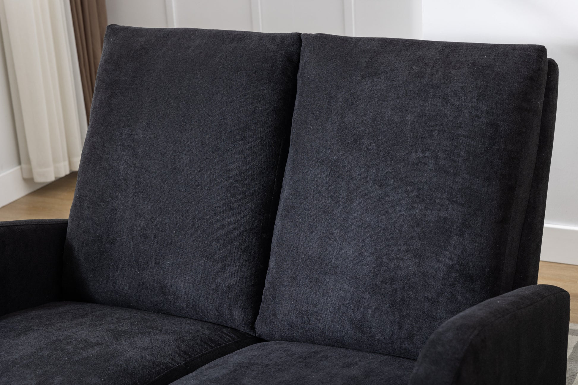 Coolmore Rocking Chair Upholstered Mid Century Modern Rocker Oversized Wingback Armchair For Living Room Black Linen