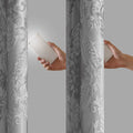 Knitted Jacquard Paisley Total Blackout Grommet Top Curtain Panel Only 1 Pc Panel Grey Polyester
