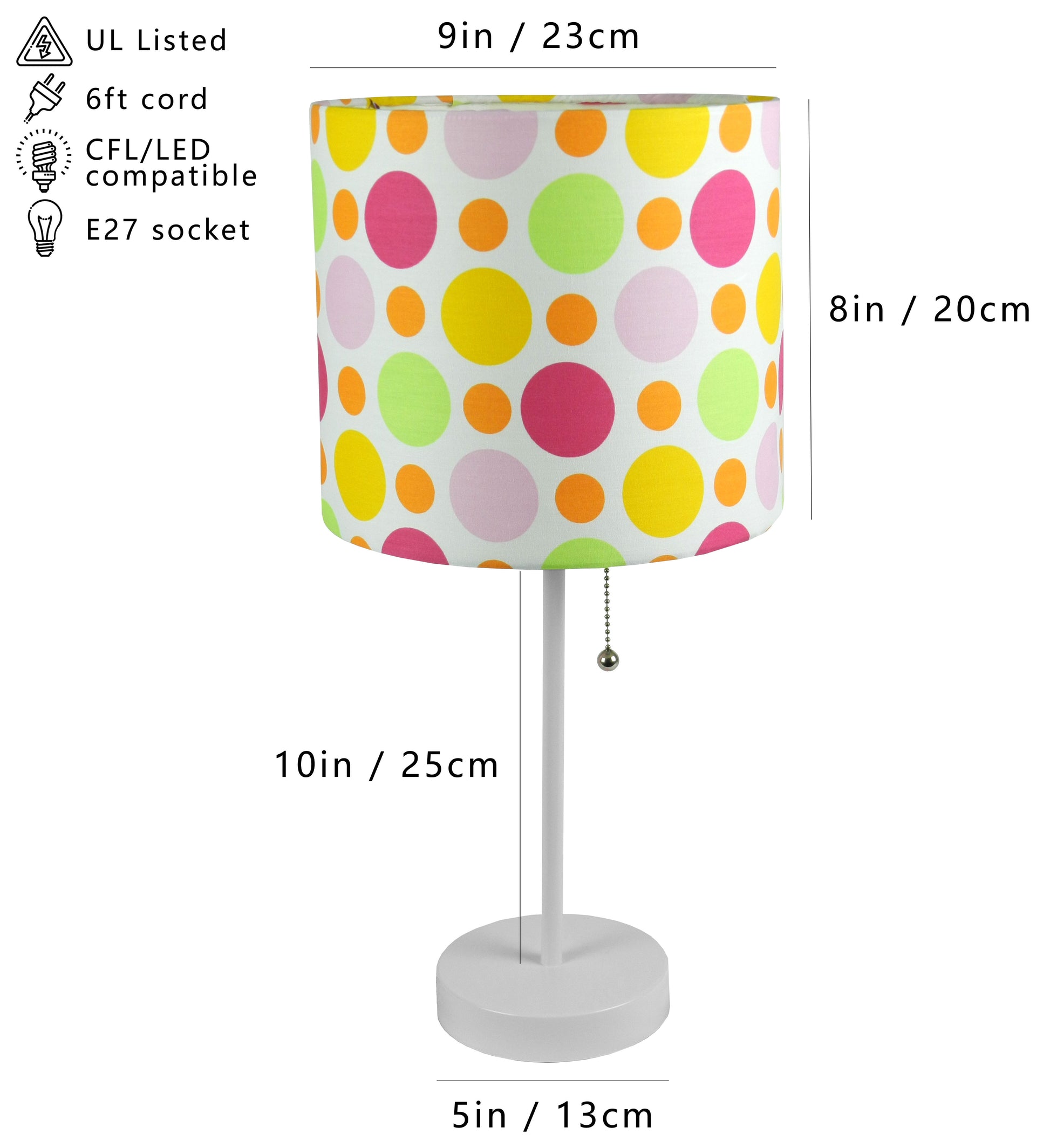 19"H White Pull Table Lamp 1Pc Ctn 0.73 3.19 Brushed Nickel Metal