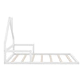 Full Size Wood Floor Bed With House Shaped Headboard, White Box Spring Not Required Full White Wood Bedroom Pine Bed Frame Solid Wood Mdf
