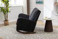 Coolmore Rocking Chair Upholstered Mid Century Modern Rocker Oversized Wingback Armchair For Living Room Black Linen